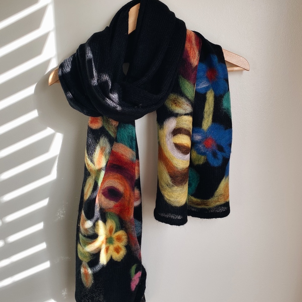 Anthropologie Felted floral scarf